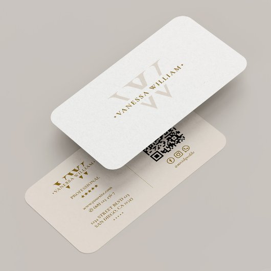 Professionelles Monogramm V-Logo Minimal Sand Visitenkarte