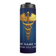 Professionelles Navy Blau Gold Caduceus Medizinisc