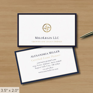 Professionelles Navy Blau Gold Logo Visitenkarte