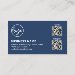 Professionelles Navy Blau Logo QR-Code Modern Visitenkarte