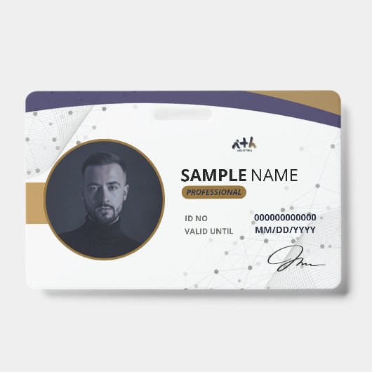 Professionelles Navy-Gold-Tech-ID-Abzeichen - 01 Ausweis (Vorderseite)