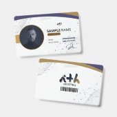 Professionelles Navy-Gold-Tech-ID-Abzeichen - 01 Ausweis (Vorder- & Rückseite)