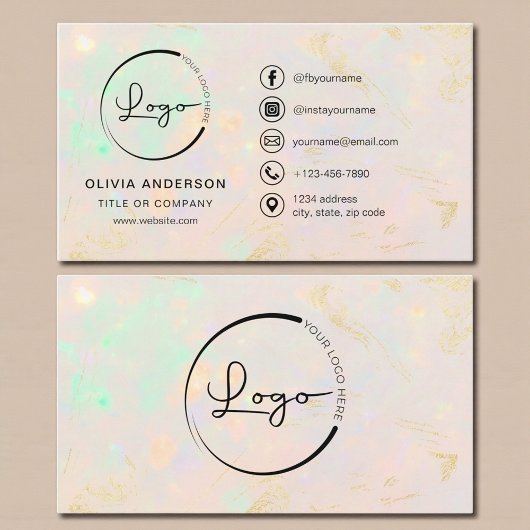 Professionelles Opal-Geschäft Logo Social Media Visitenkarte