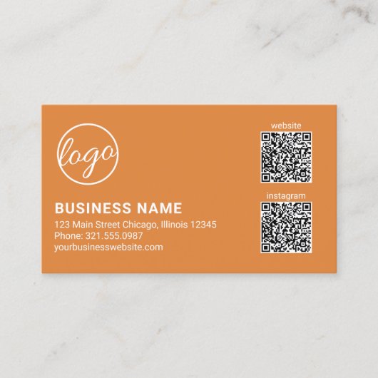 Professionelles oranges Logo-QR-Code modern Visitenkarte (Vorderseite)