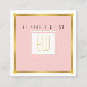 Professionelles Pink Blush und Gold Kartendesign Quadratische Visitenkarte