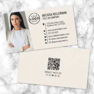 Professionelles QR-Code-Foto Ihr Logo Creme Visitenkarte