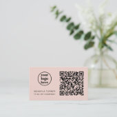 Professionelles QR-Code-Geschäftslogo Rosa Visitenkarte (Stehend Vorderseite)