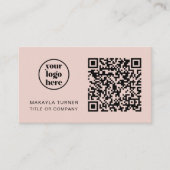 Professionelles QR-Code-Geschäftslogo Rosa Visitenkarte (Vorderseite)