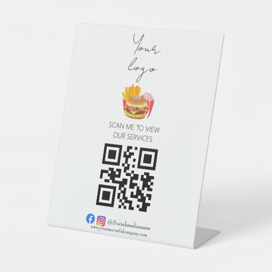 Professionelles QR-Code kontaktloses Menü Sockelschild (Vorderseite)