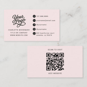 Professionelles Rosa-Logo QR-Code Visitenkarte