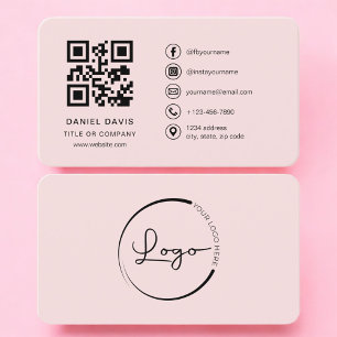 Professionelles Rosé-Logo QR-Code Visitenkarte