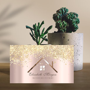 Professionelles Roségold-Gold-Sequins-Immobilien  Visitenkarte