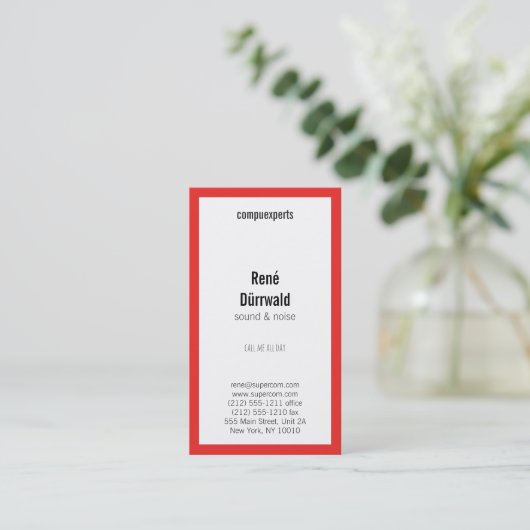 Professionelles Rot Visitenkarte (Stehend Vorderseite)