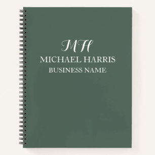 Professionelles Salbeigrün-Monogramm-Anfangsbuchst Notizblock