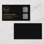 Professionelles Schwarz-Gold-Logo QR-Code Modern Visitenkarte (Vorne/Hinten)