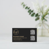 Professionelles Schwarz-Gold-Logo QR-Code Modern Visitenkarte (Stehend Vorderseite)