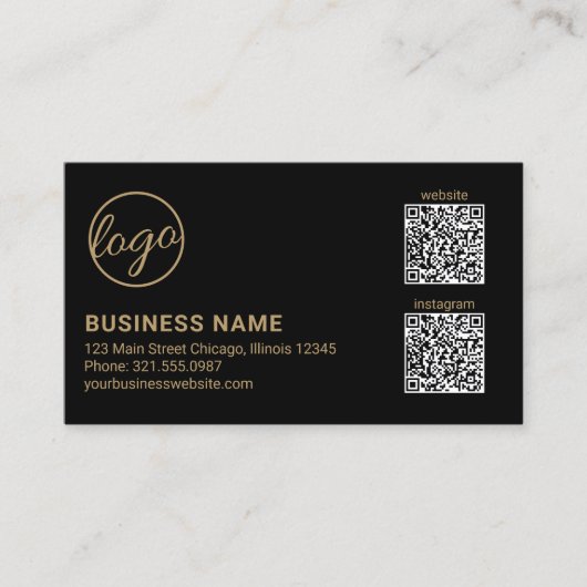 Professionelles Schwarz-Gold-Logo QR-Code Modern Visitenkarte (Vorderseite)