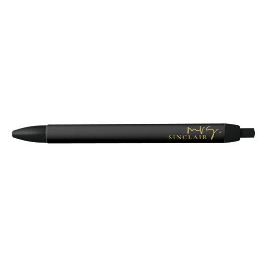 Professionelles Schwarz und Gold Schrift Klassisch Kugelschreiber (Vorderseite)
