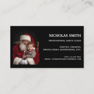 Professionelles Schwarz-Weihnachtsmann-Foto Visitenkarte