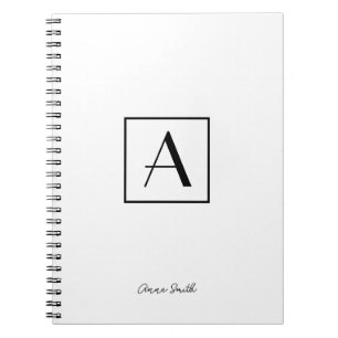 Professionelles Schwarz-Weiß-Monogramm Anfangsbuch Notizblock