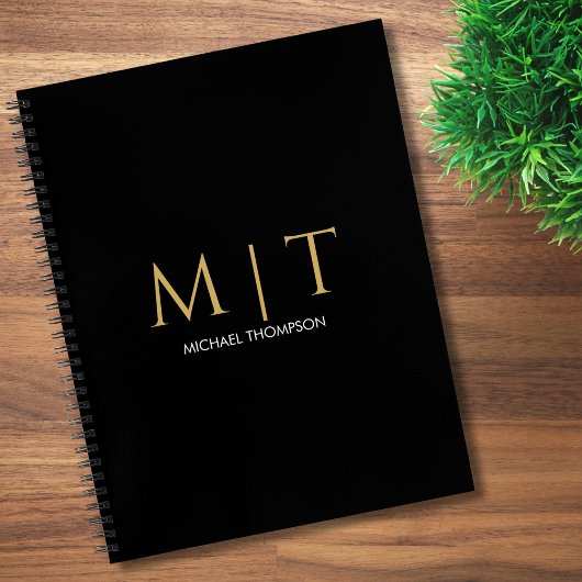 Professionelles schwarzes Gold modernes Monogramm  Notizblock