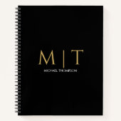 Professionelles schwarzes Gold modernes Monogramm  Notizblock (Vorderseite)
