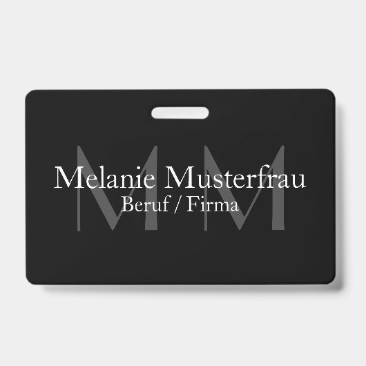 Professionelles schwarzes Monogramm-Abzeichen Serv Ausweis (Vorderseite)