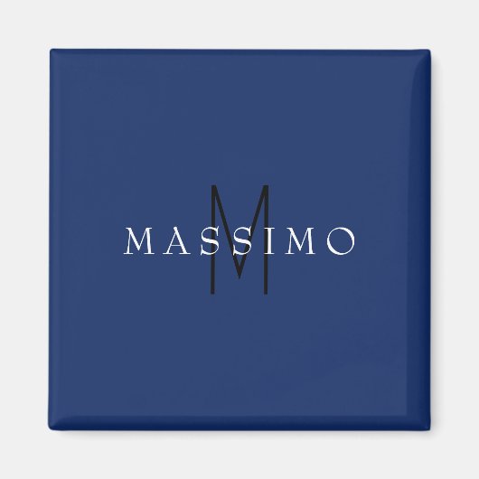 Professionelles schwarzes Monogramm Blau Ihr Name Magnet (Vorne)