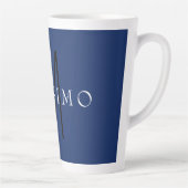 Professionelles schwarzes Monogramm Blau Ihr Name Milchtasse (Rechts)