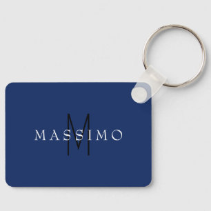 Professionelles schwarzes Monogramm Blau Ihr Name Schlüsselanhänger