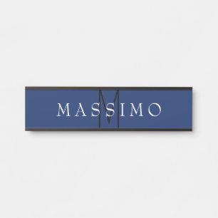 Professionelles schwarzes Monogramm Blau Ihr Name Türschild