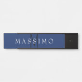 Professionelles schwarzes Monogramm Blau Ihr Name Türschild (Vorderseite )