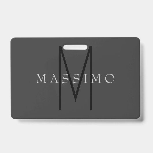 Professionelles schwarzes Monogramm grau Ihr Name Ausweis (Vorderseite)
