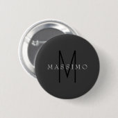 Professionelles schwarzes Monogramm grau Ihr Name Button (Vorne & Hinten)