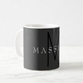 Professionelles schwarzes Monogramm grau Ihr Name Kaffeetasse (Vorderseite Links)