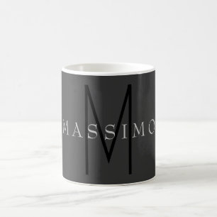 Professionelles schwarzes Monogramm grau Ihr Name Kaffeetasse