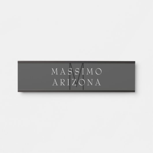 Professionelles schwarzes Monogramm grau Ihr Name Türschild (Vorderseite )