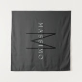 Professionelles schwarzes Monogramm grau Ihr Name Wandteppich (Vorderseite (Horizontal))
