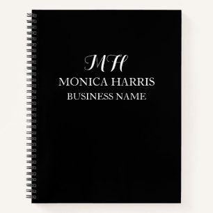 Professionelles schwarzes Monogramm Initial Geschä Notizblock