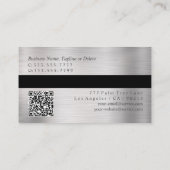 Professionelles Silber, Minimal, Logo, QR-Code Visitenkarte (Rückseite)