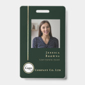 Professionelles Smaragdgrün Gold Foto Logo QR-Code Ausweis (Vorderseite)