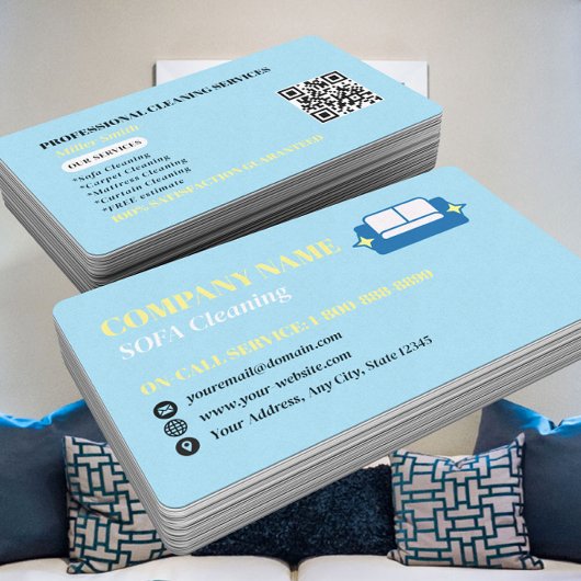 Professionelles Sofa-Reinigungs-Logo QR-Code Visitenkarte