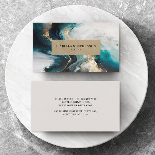 Professionelles Teal-Gold-Abstrakt Modern Visitenkarte