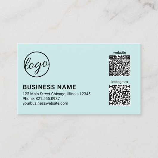 Professionelles Türkis-Logo QR-Code Modern Visitenkarte (Vorderseite)