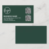 Professionelles Waldgrün-Logo QR-Code Modern Visitenkarte (Vorne/Hinten)