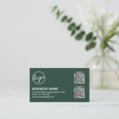 Professionelles Waldgrün-Logo QR-Code Modern Visitenkarte (Stehend Vorderseite)