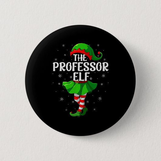 Professor Elf Christmas Girls Women Elf Squad Xmas Button (Vorderseite)