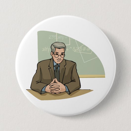 Professor Gelehrter männlicher Erzieher Lehrer Button (Vorderseite)