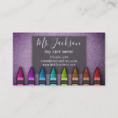 Professor Preschool Lehrer Glitzer Rainbow Crayon Visitenkarte (Rückseite)