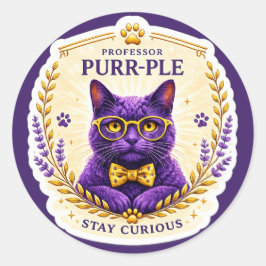 Professor Purr-Ple™ – Bleib neugierig Aufkleber